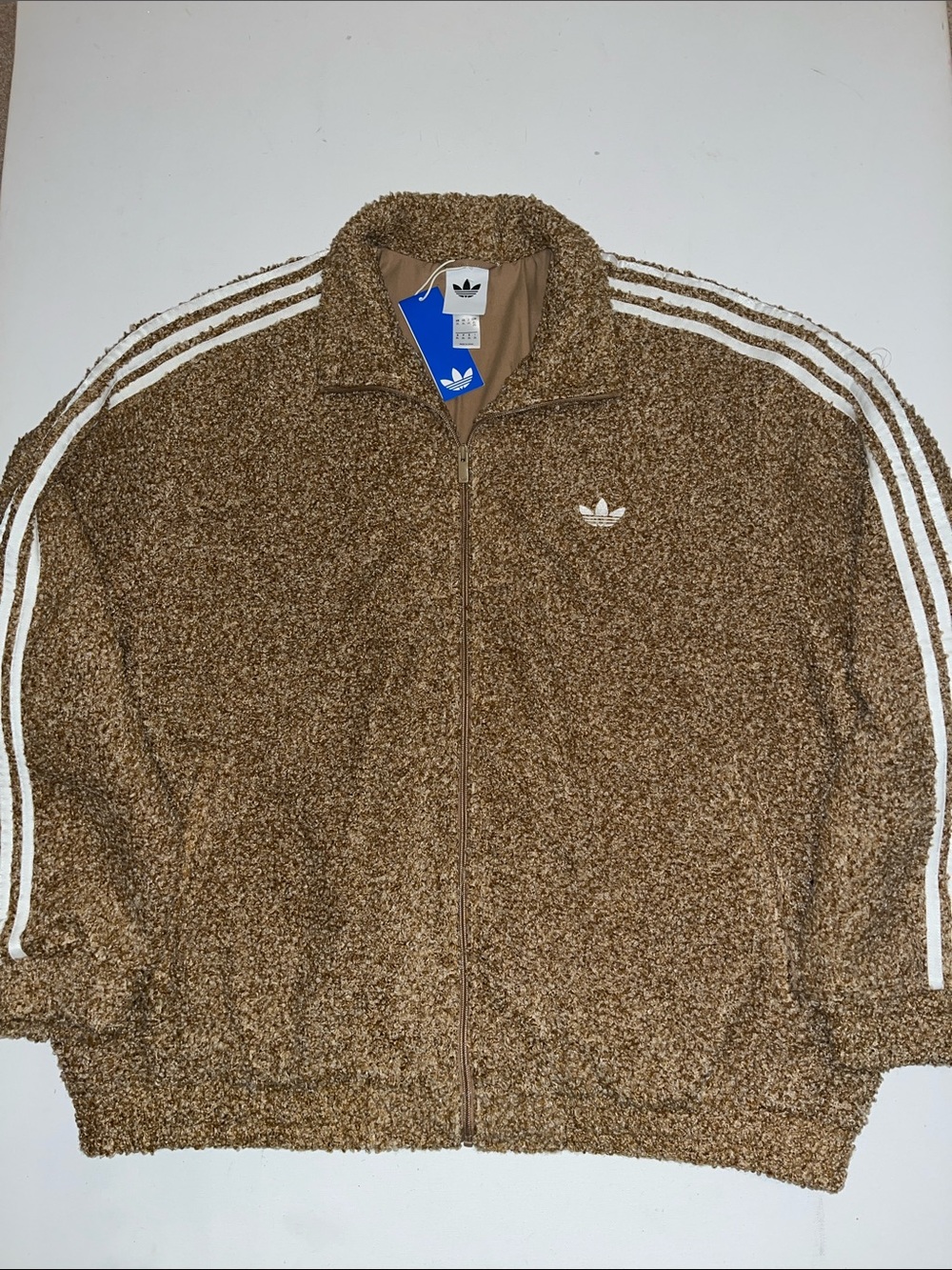 adidas Track Jacket Mens 2XL Originals Firebird Boucle FB Brown full zip $110